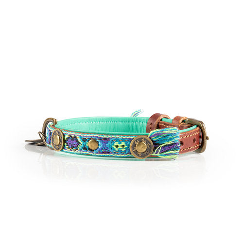 Lords and Labradors Collar Boho Juan Blue Leather Dog Collar - Dog with a Mission