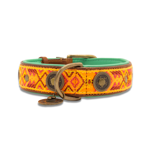 Lords and Labradors Collar S Orange Leather Boho Chica Dog Collar - Dog with a Mission
