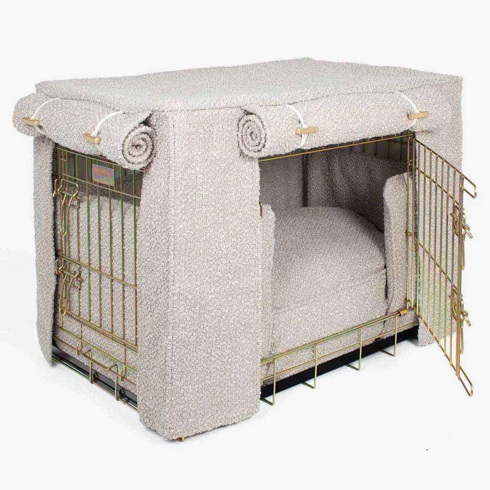 Medium Dog Crate Set In Mink Boucle By Lords & Labradors Ex-Display