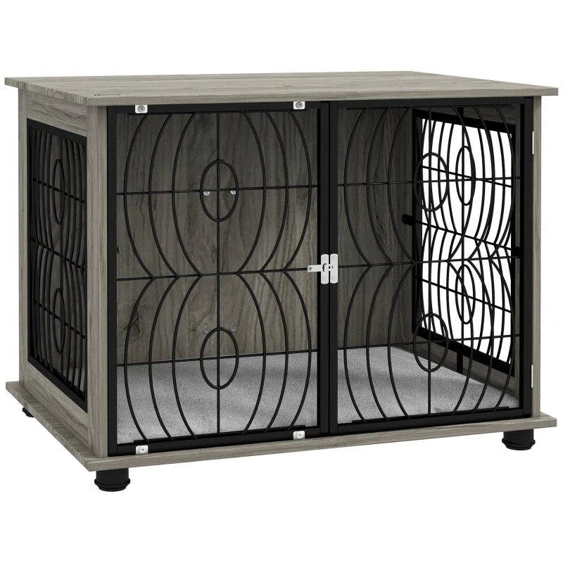 Medium Full Front Dog Crate Furniture with Washable Cushion with Lockable Door - Slickers ◊ Doghouse