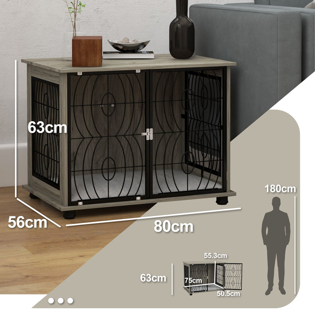 Medium Full Front Dog Crate Furniture with Washable Cushion with Lockable Door - Slickers ◊ Doghouse