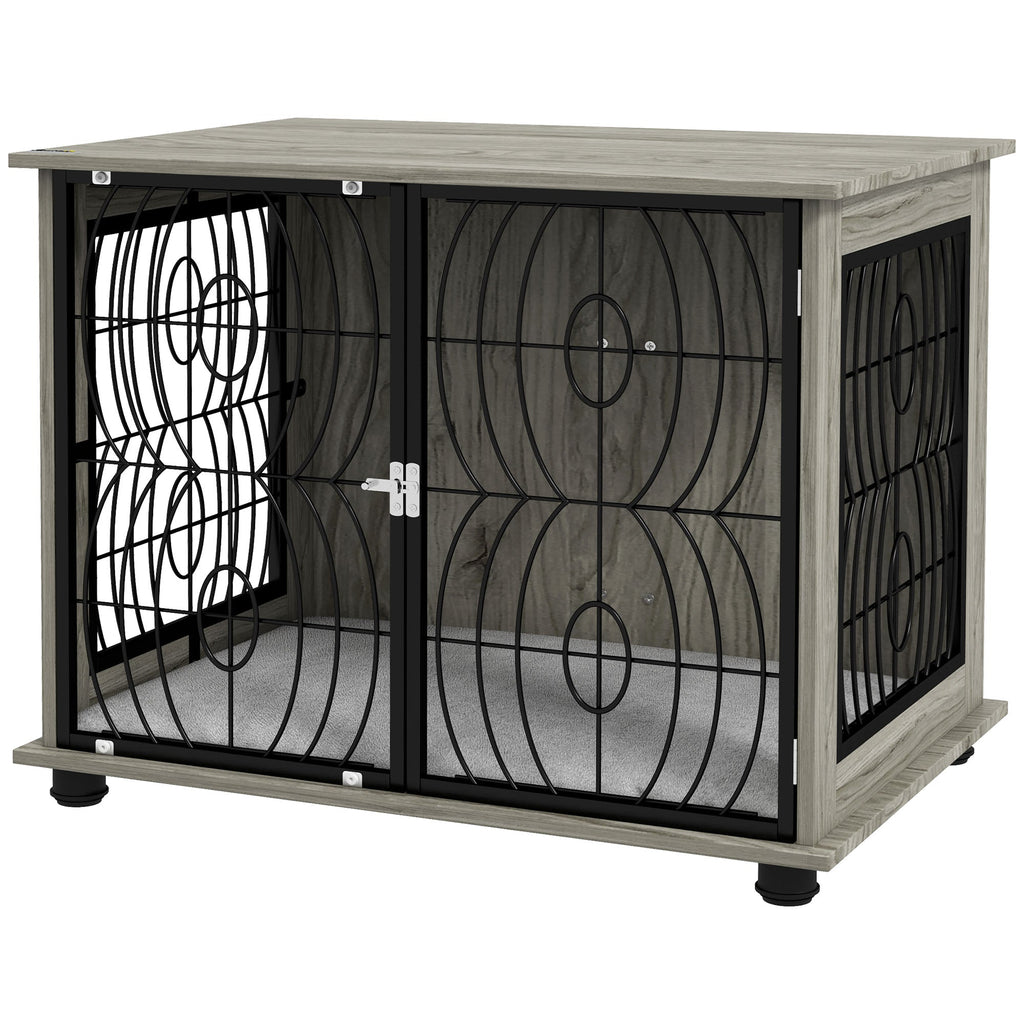 Medium Full Front Dog Crate Furniture with Washable Cushion with Lockable Door - Slickers ◊ Doghouse
