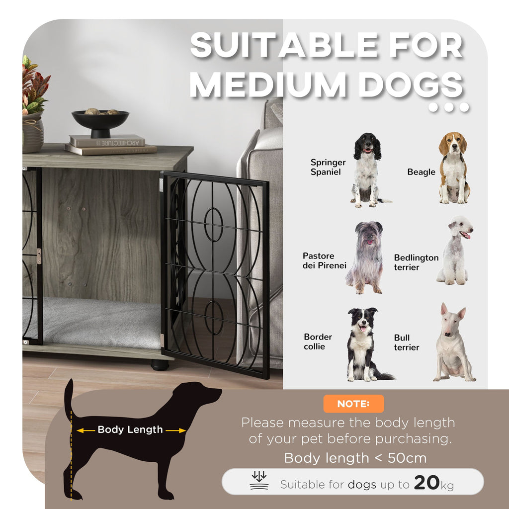 Medium Full Front Dog Crate Furniture with Washable Cushion with Lockable Door - Slickers ◊ Doghouse