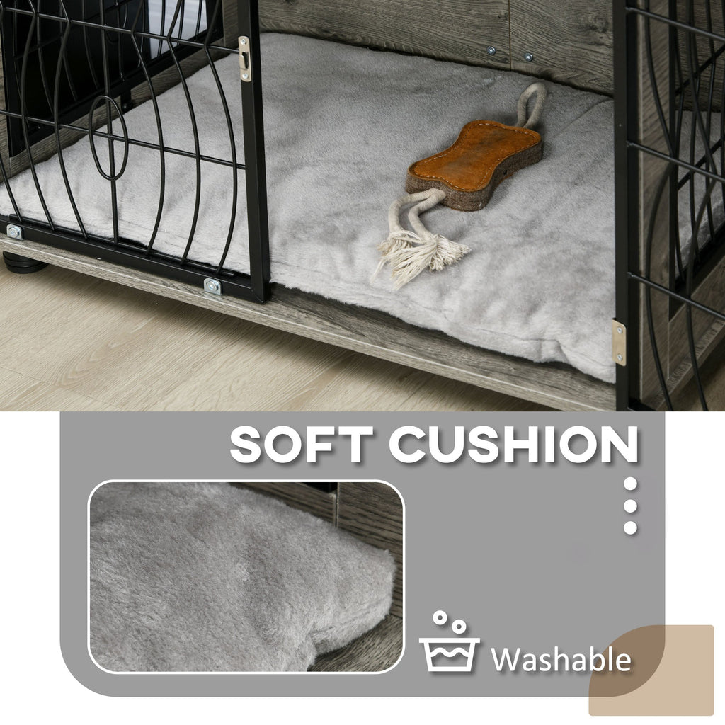 Medium Full Front Dog Crate Furniture with Washable Cushion with Lockable Door - Slickers ◊ Doghouse