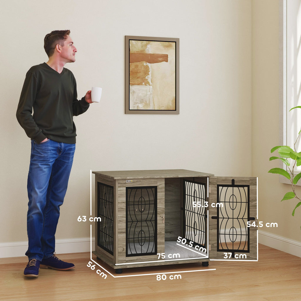 Medium Indoor Dog Crate Furniture, washable cushion & Lockable Front Door - Slickers ◊ Doghouse