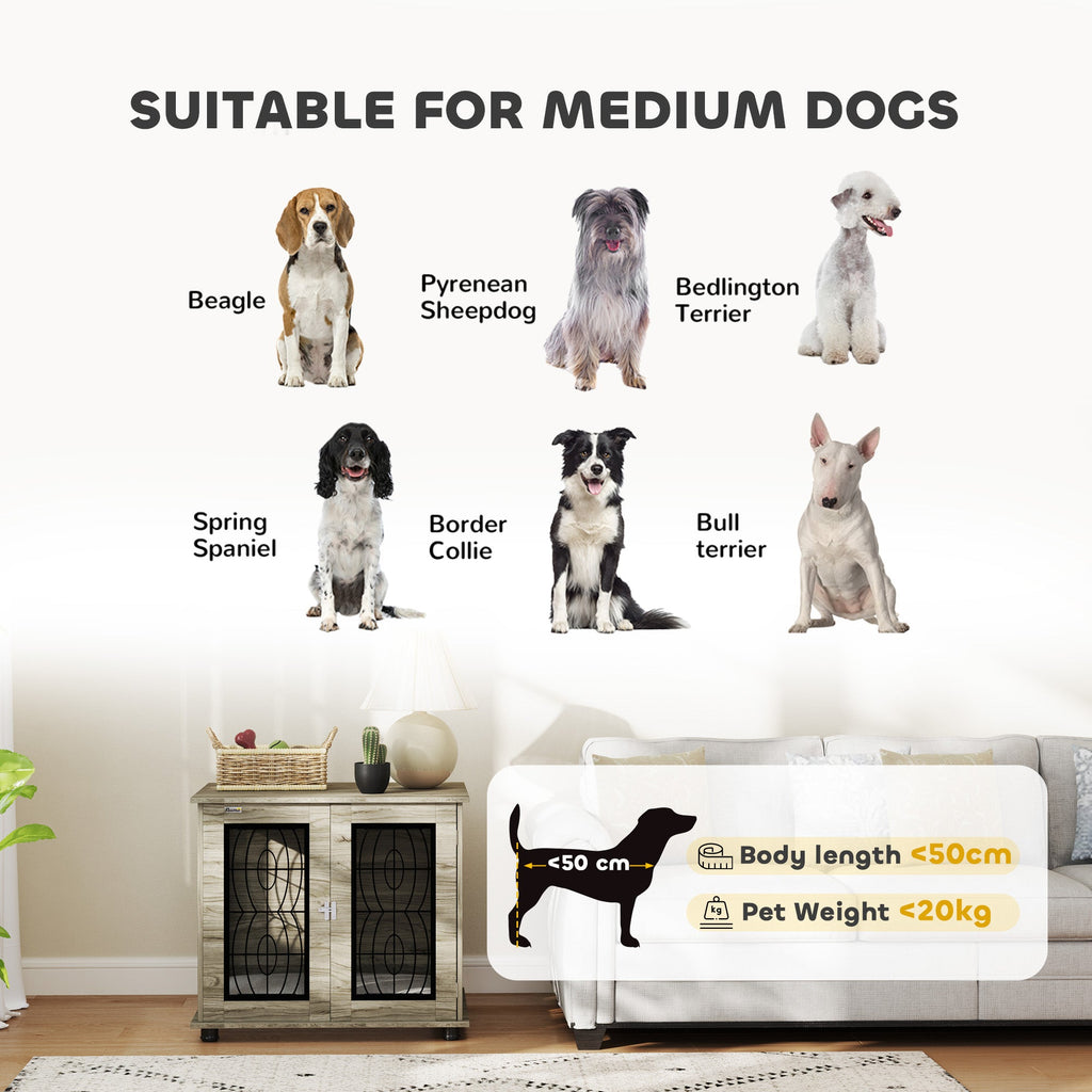 Medium Indoor Dog Crate Furniture, washable cushion & Lockable Front Door - Slickers ◊ Doghouse