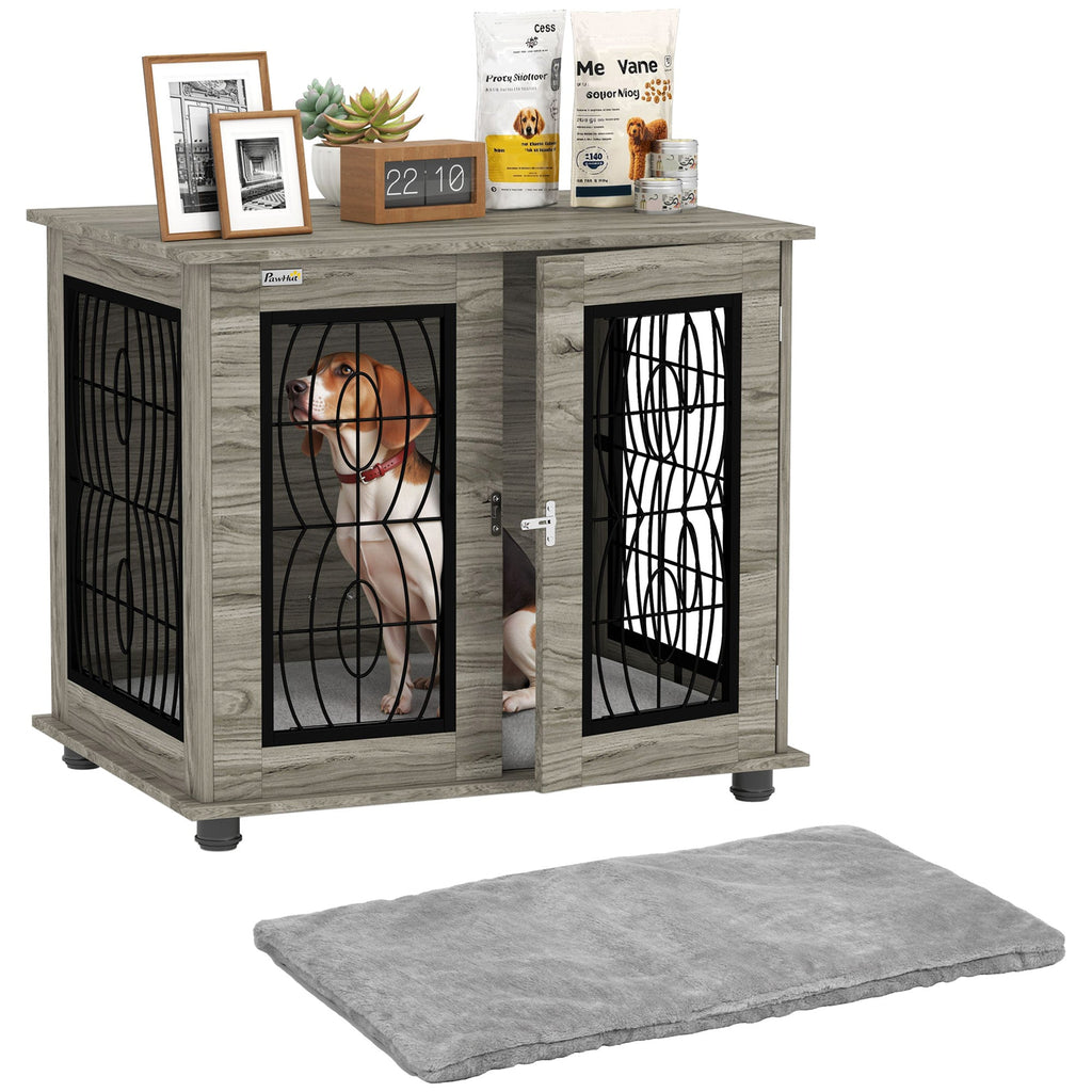 Medium Indoor Dog Crate Furniture, washable cushion & Lockable Front Door - Slickers ◊ Doghouse