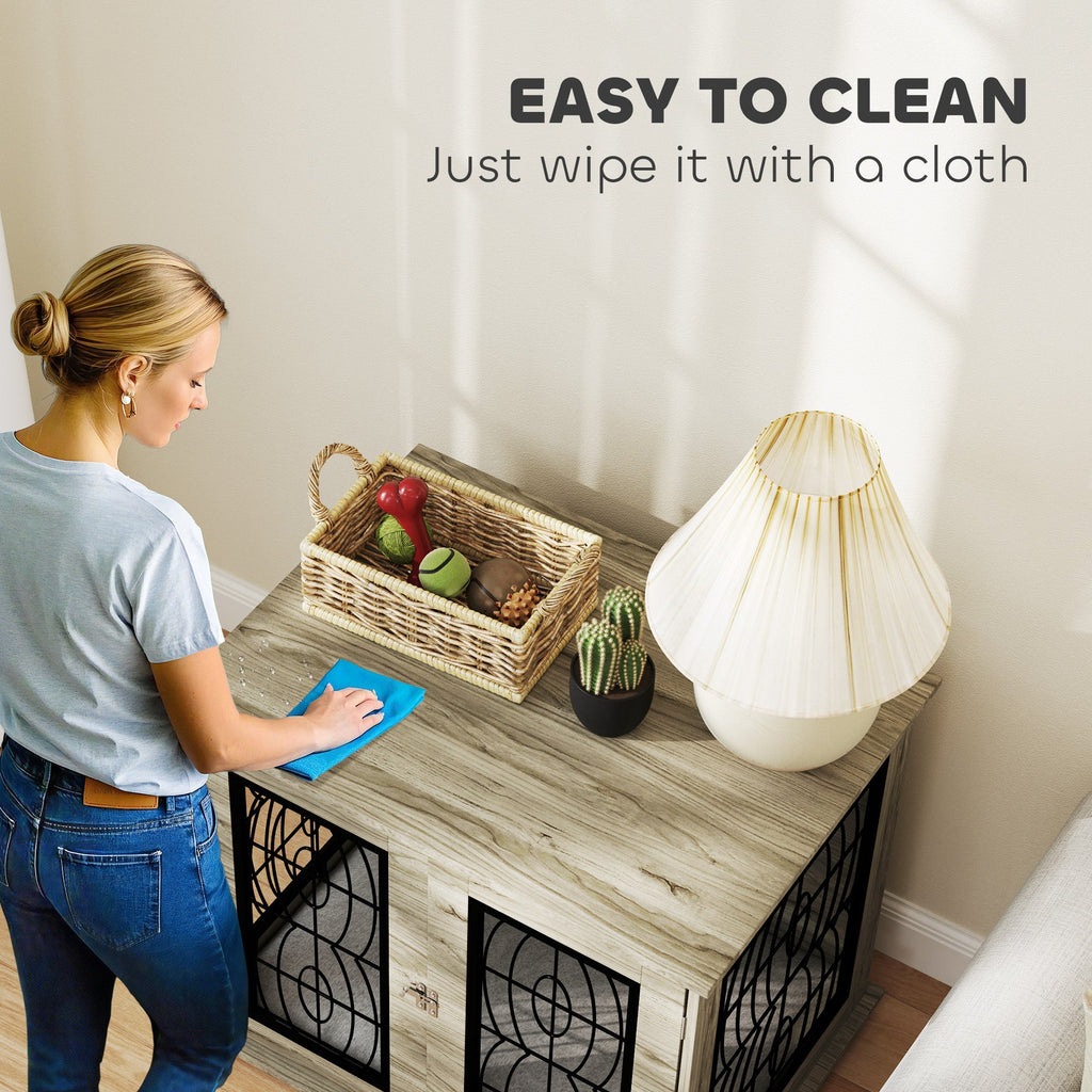 Medium Indoor Dog Crate Furniture, washable cushion & Lockable Front Door - Slickers ◊ Doghouse