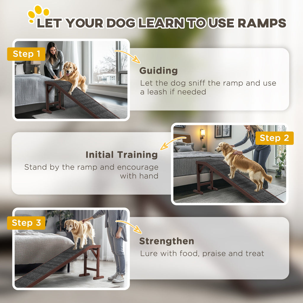 Pet Ramp for Dogs, Non - Slip Carpet with Top Platform in Brown & Grey - Slickers ◊ Doghouse