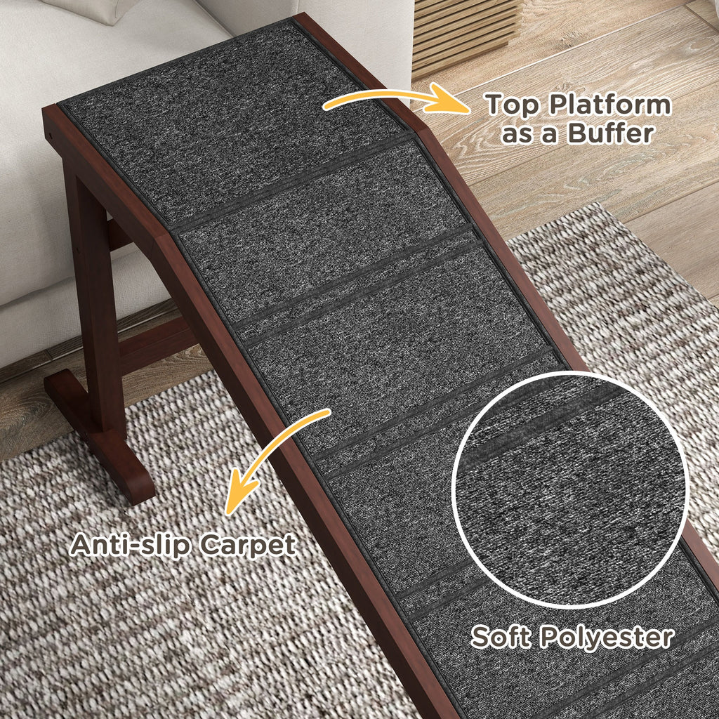 Pet Ramp for Dogs, Non - Slip Carpet with Top Platform in Brown & Grey - Slickers ◊ Doghouse