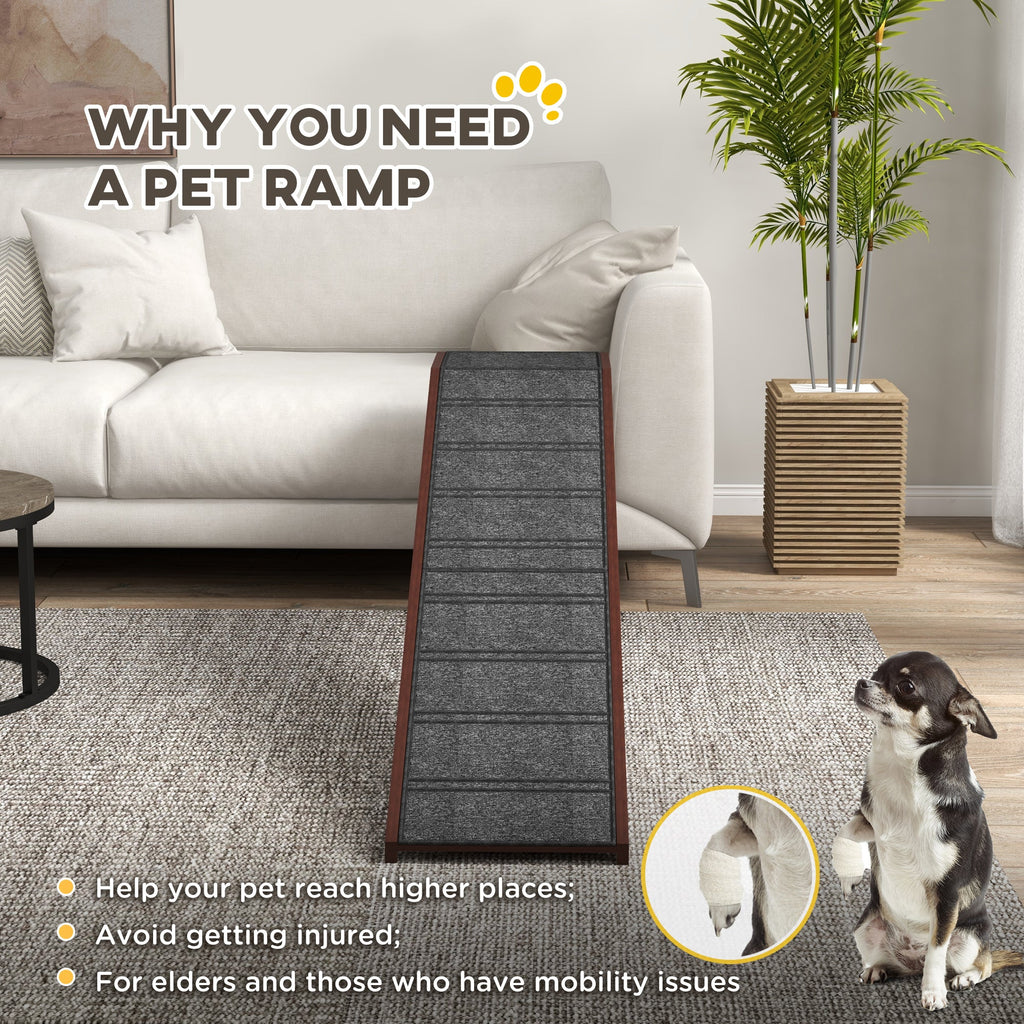 Pet Ramp for Dogs, Non - Slip Carpet with Top Platform in Brown & Grey - Slickers ◊ Doghouse