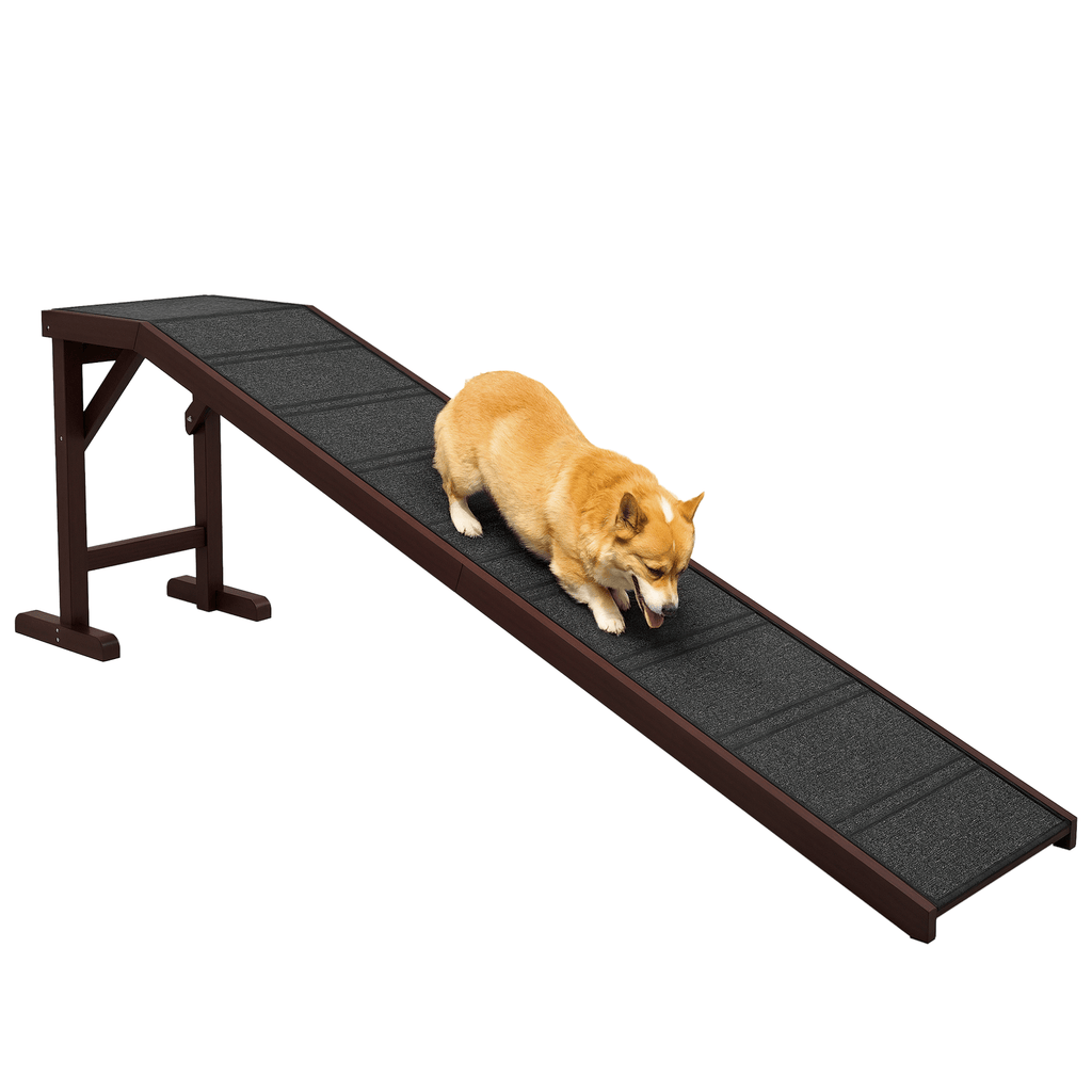 Pet Ramp for Dogs, Non - Slip Carpet with Top Platform in Brown & Grey - Slickers ◊ Doghouse