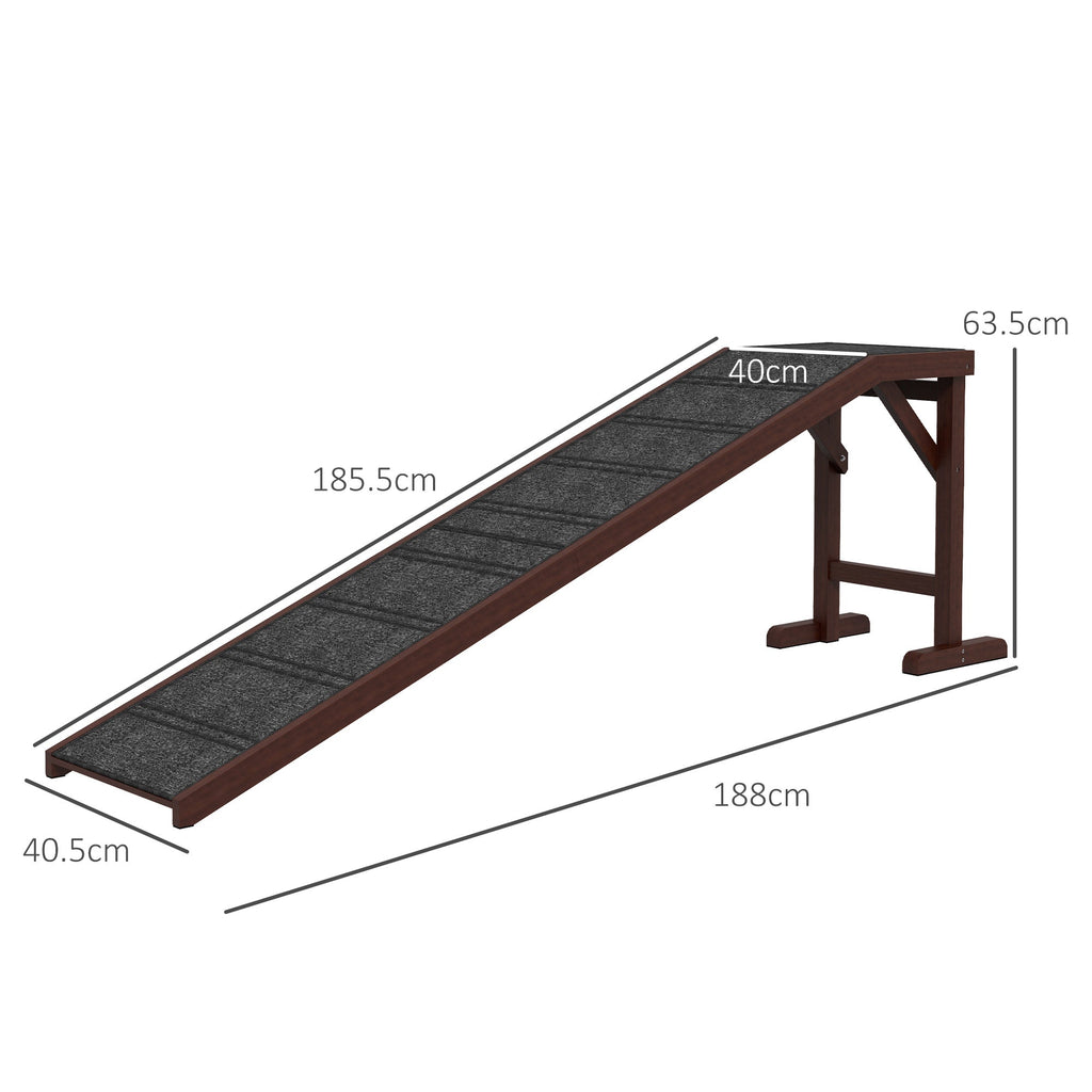 Pet Ramp for Dogs, Non - Slip Carpet with Top Platform in Brown & Grey - Slickers ◊ Doghouse