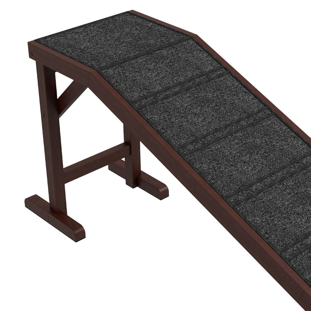 Pet Ramp for Dogs, Non - Slip Carpet with Top Platform in Brown & Grey - Slickers ◊ Doghouse