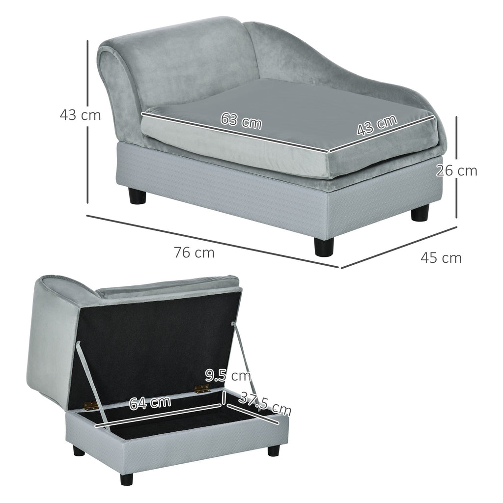 Pet Sofa Chair, with Storage, for Small Dogs in Light Grey - Slickers ◊ Doghouse
