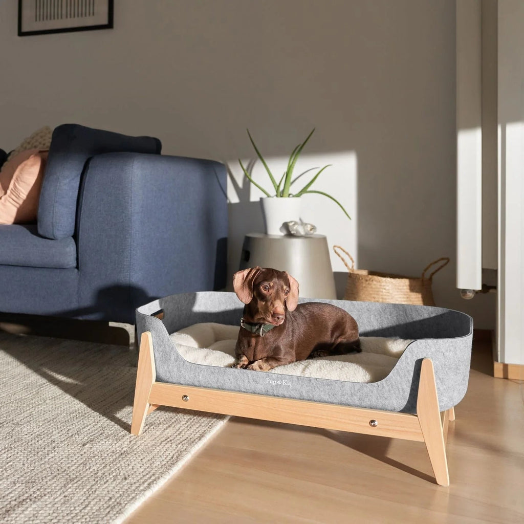PetNest Full Bed Kit with Raised Stand in Natural Wood - Slickers ◊ Doghouse