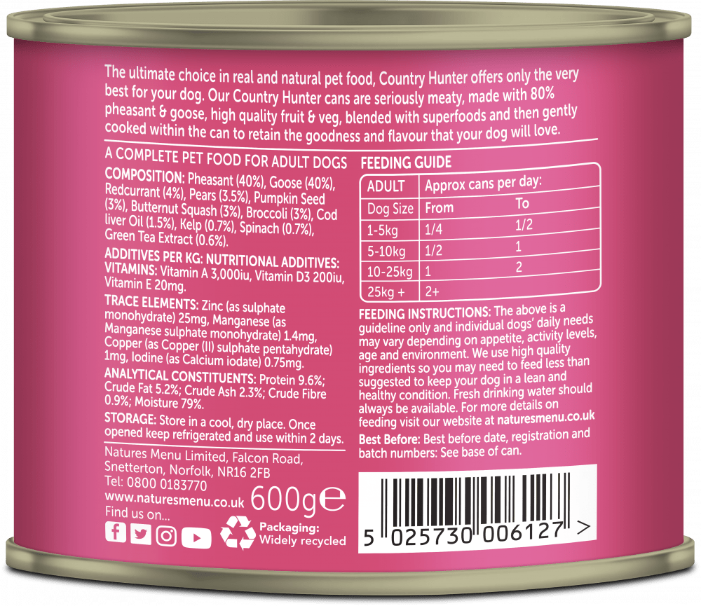 PHEASANT AND GOOSE WITH SUPERFOOD CANS 600g - Slickers ◊ Doghouse