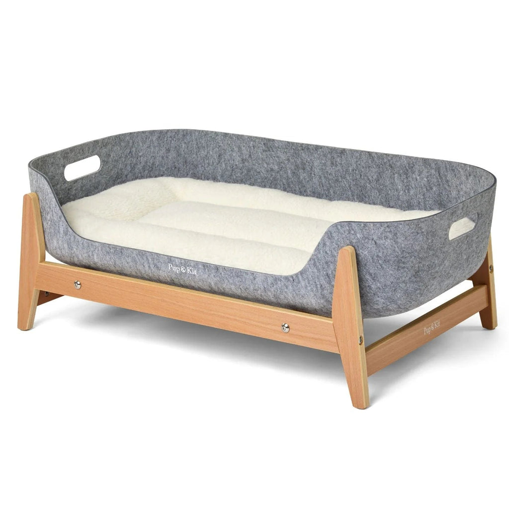 Pup & Kit Bedding Natural PetNest Full Bed Kit with Raised Stand in Natural Wood
