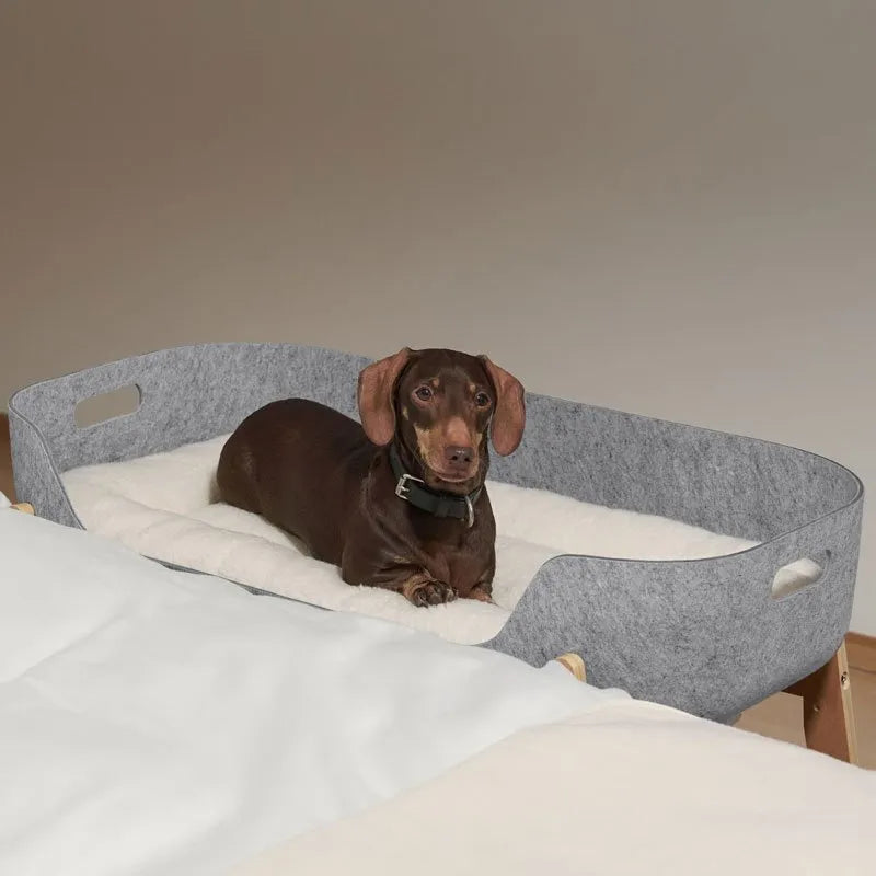 Pup & Kit Bedding PetNest Full Bedside Kit with Bedside Stand in Natural Wood