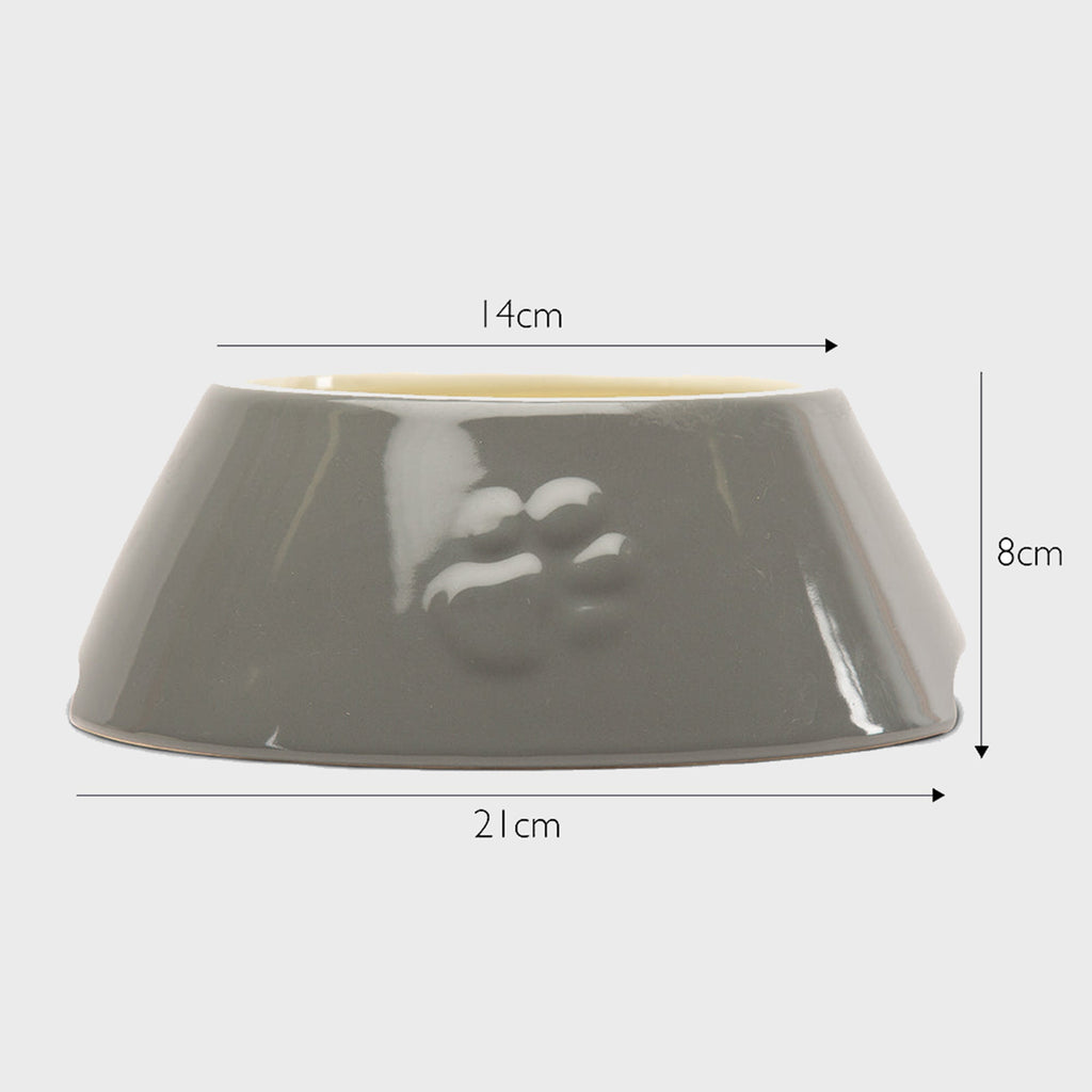 Scruffs Dog Bowl Grey Ceramic Icon Long Eared Dog Food & Water Bowl