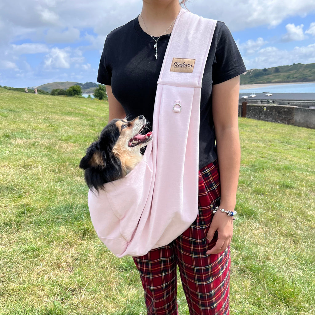 Limited Edition Blush Pink Tweed Dog Sling - Slickers ‚óä Doghouse
