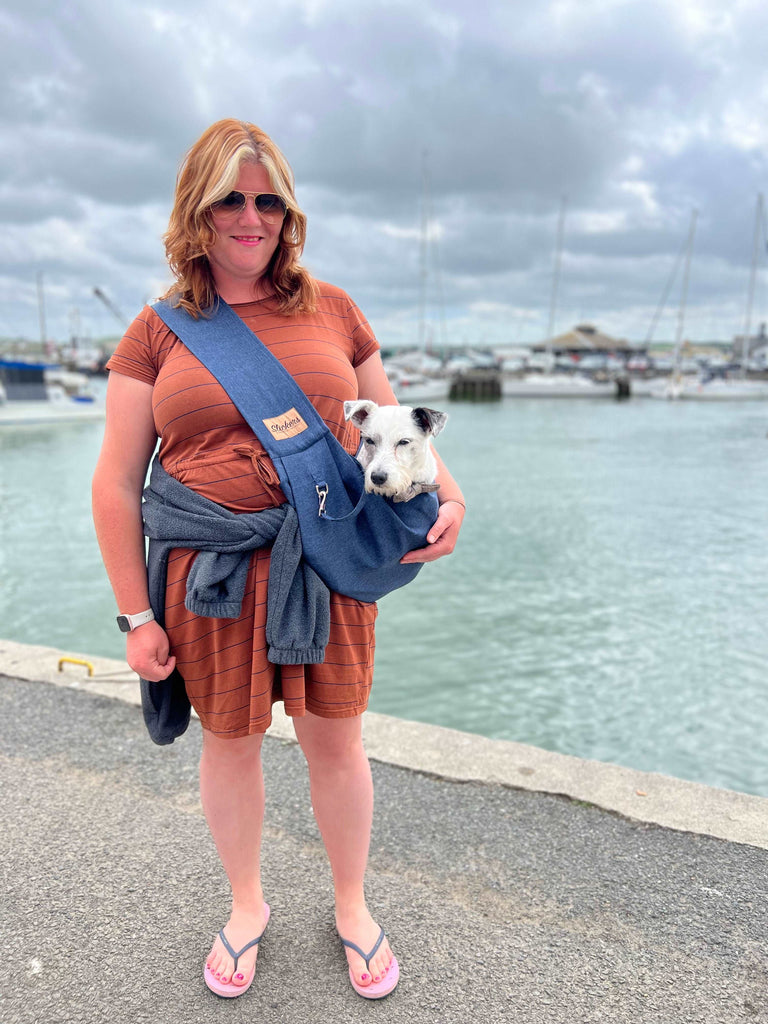 Slickers ‚óä Doghouse Dog sling Denim Blue Dog Sling