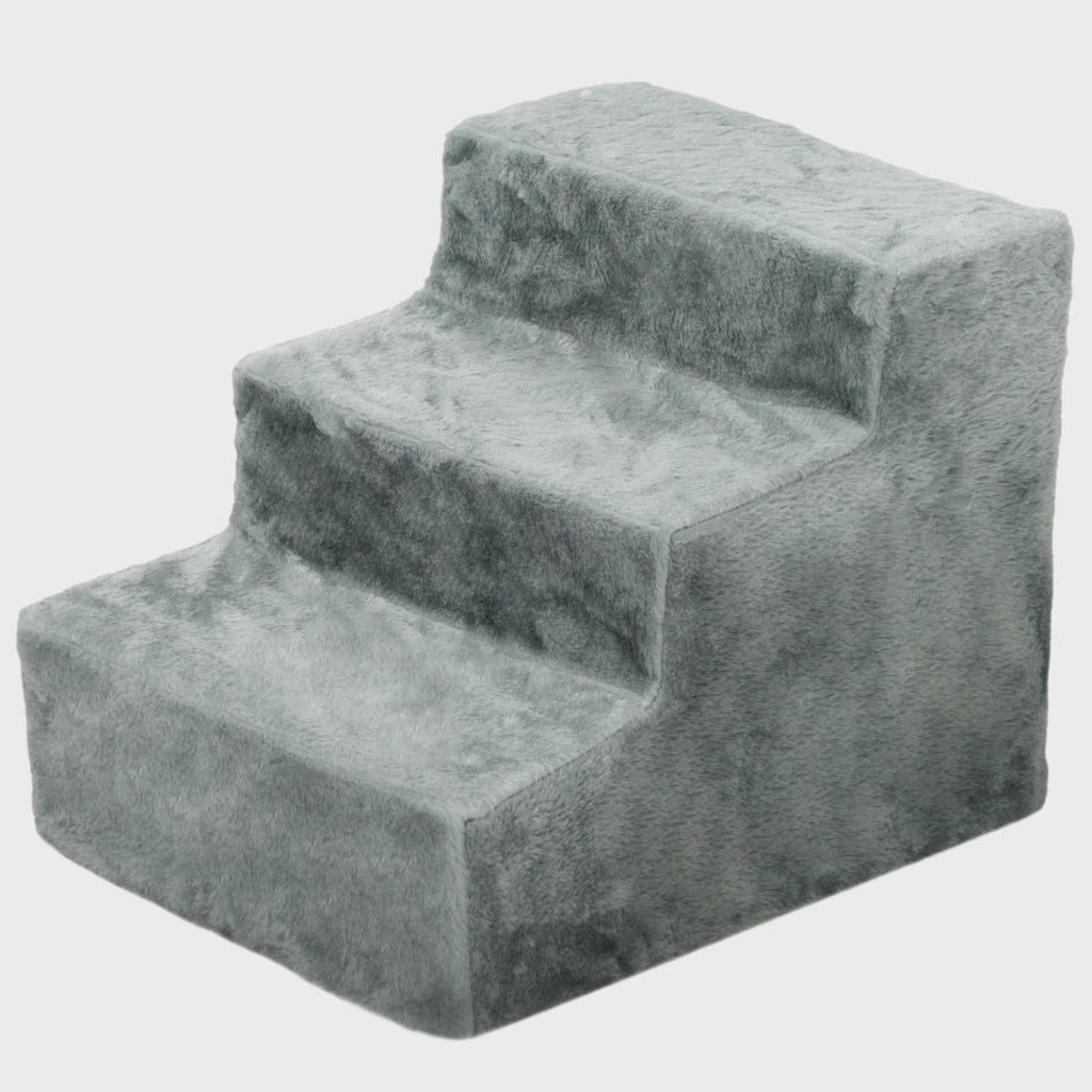 Three - Step Dog Stairs with Washable Plush Cover for High Bed or Sofa, two colours - Slickers ◊ Doghouse