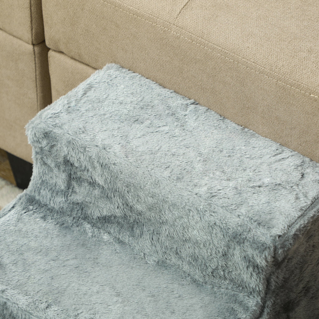 Three - Step Dog Stairs with Washable Plush Cover for High Bed or Sofa, two colours - Slickers ◊ Doghouse