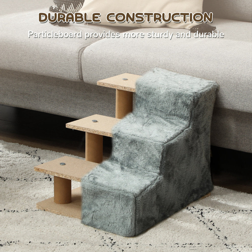 Three - Step Dog Stairs with Washable Plush Cover for High Bed or Sofa, two colours - Slickers ◊ Doghouse