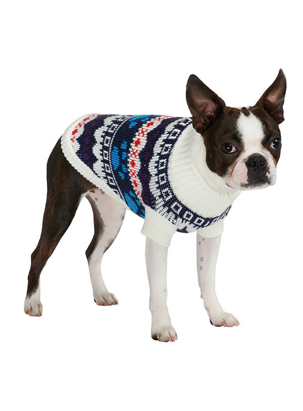 Urban Pup Doggy Wear White Fair Isle Vintage Sweater