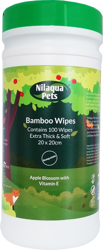 Waterless Health & Hygiene Nilaqua Apple Blossom Bamboo Pet Wipes 100pk