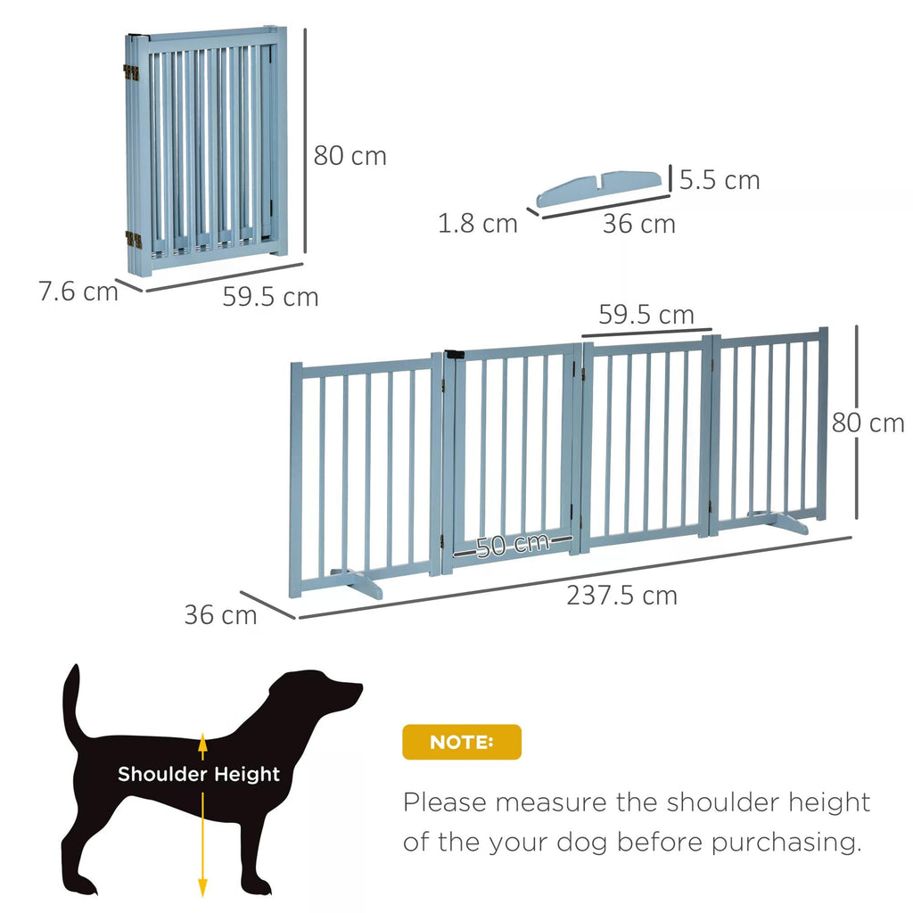 Wide Wooden Dog Gate 80 cm Tall Freestanding with 4 Panels, Support Feet, two colours - Slickers ◊ Doghouse