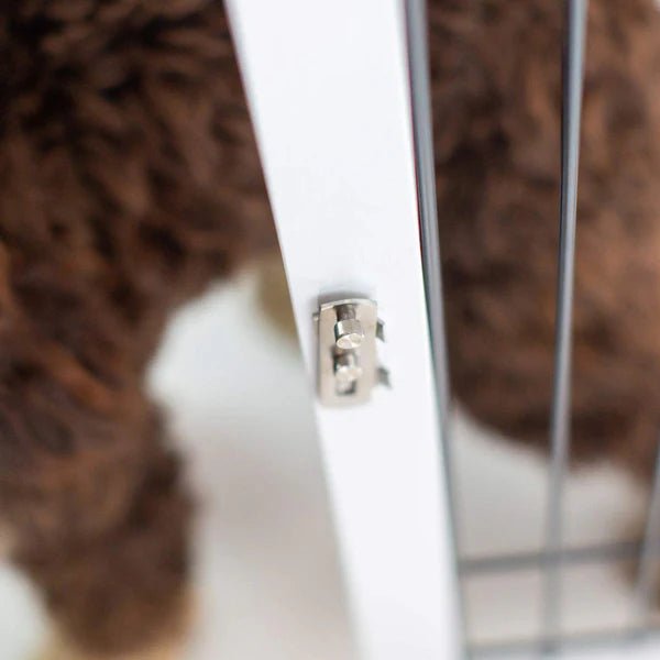 Wooden Puppy Play Pen in White and Grey - Slickers ◊ Doghouse