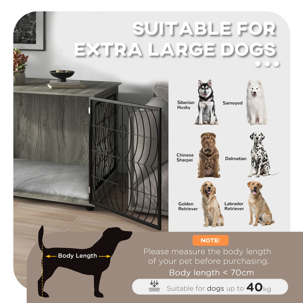 XL Full Front Dog Crate Furniture with Washable Cushion with Lockable Door - Slickers ◊ Doghouse