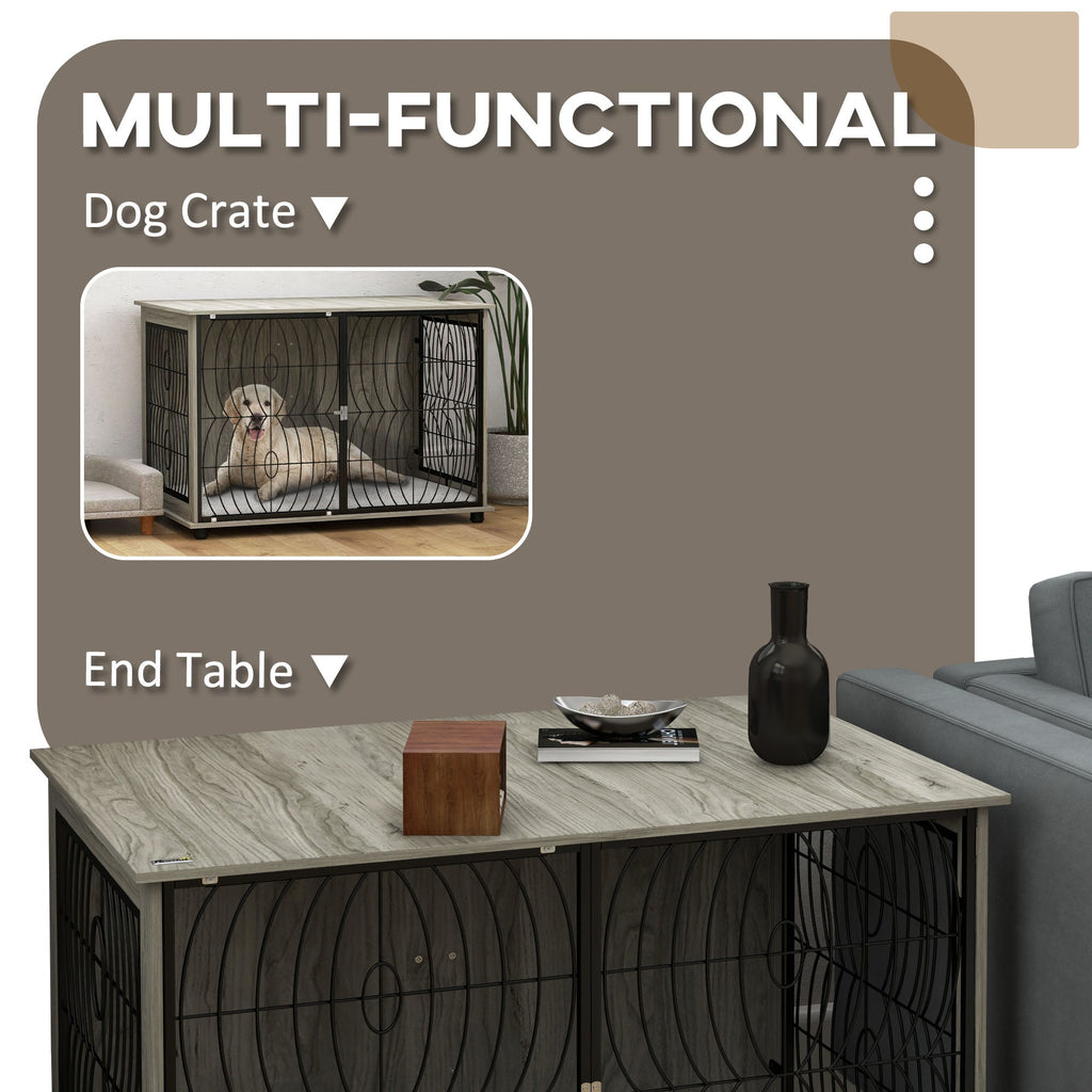 XL Full Front Dog Crate Furniture with Washable Cushion with Lockable Door - Slickers ◊ Doghouse