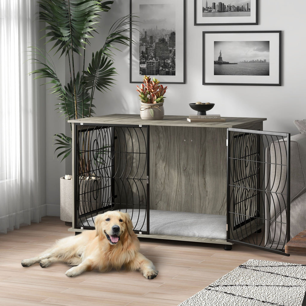 XL Full Front Dog Crate Furniture with Washable Cushion with Lockable Door - Slickers ◊ Doghouse