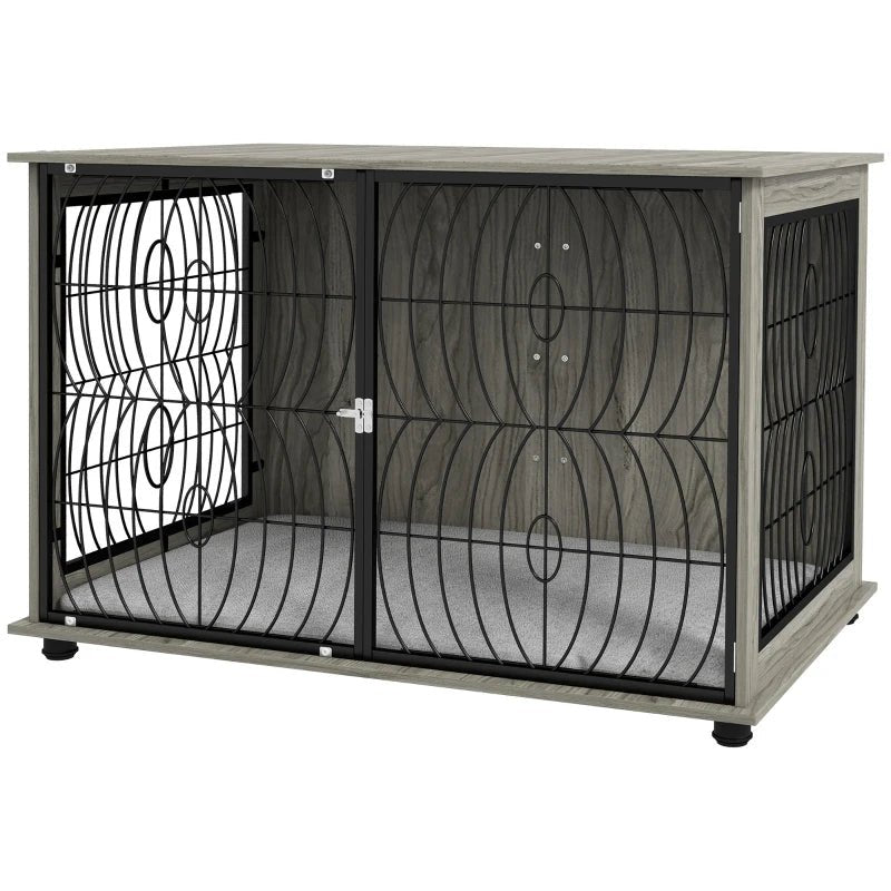 XL Full Front Dog Crate Furniture with Washable Cushion with Lockable Door - Slickers ◊ Doghouse