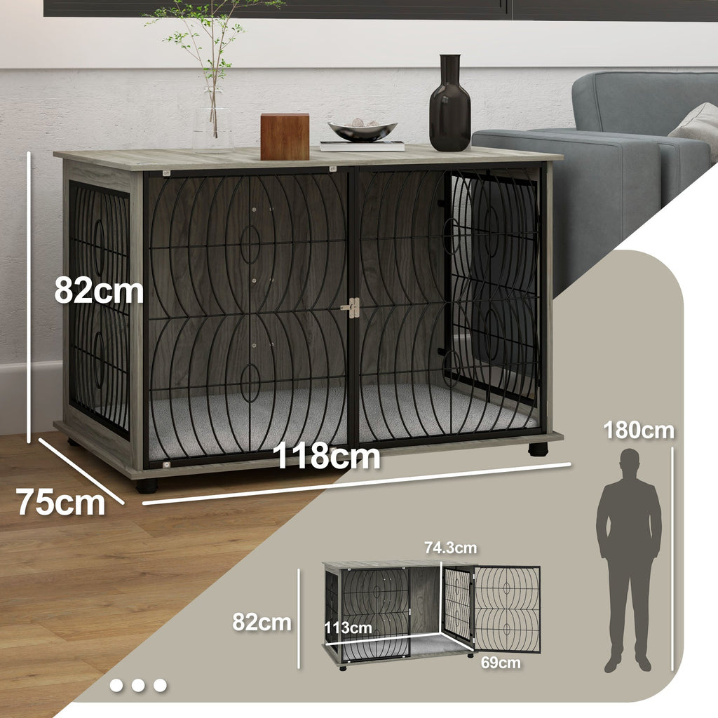 XL Full Front Dog Crate Furniture with Washable Cushion with Lockable Door - Slickers ◊ Doghouse