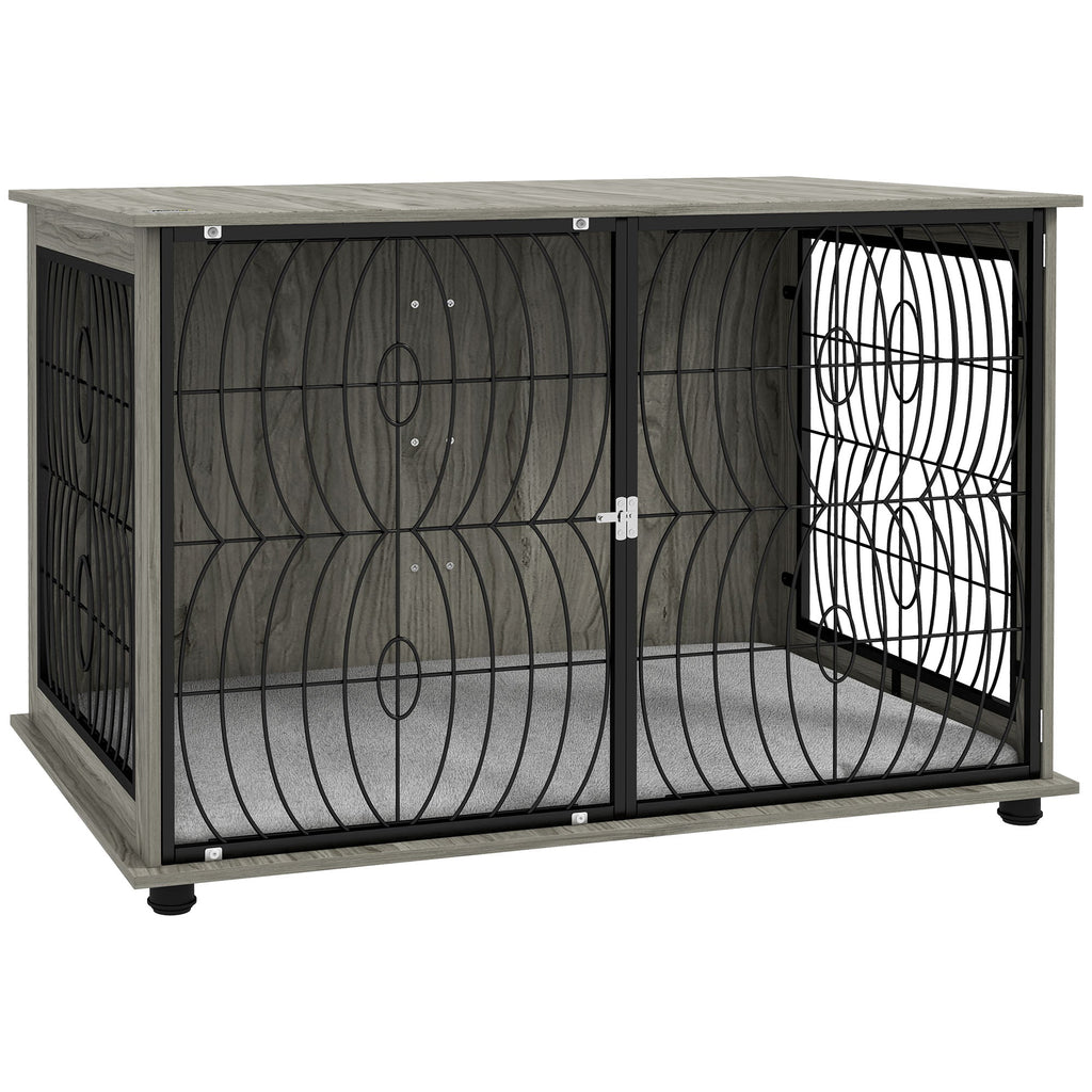XL Full Front Dog Crate Furniture with Washable Cushion with Lockable Door - Slickers ◊ Doghouse