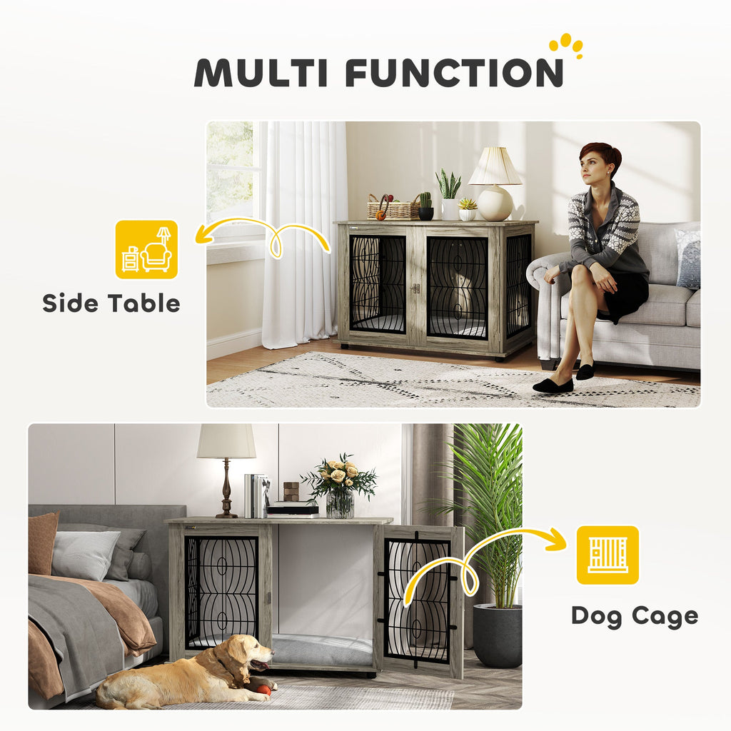 XL Indoor Dog Crate Furniture with Soft Washable Cushion, Lockable Front Door - Slickers ◊ Doghouse
