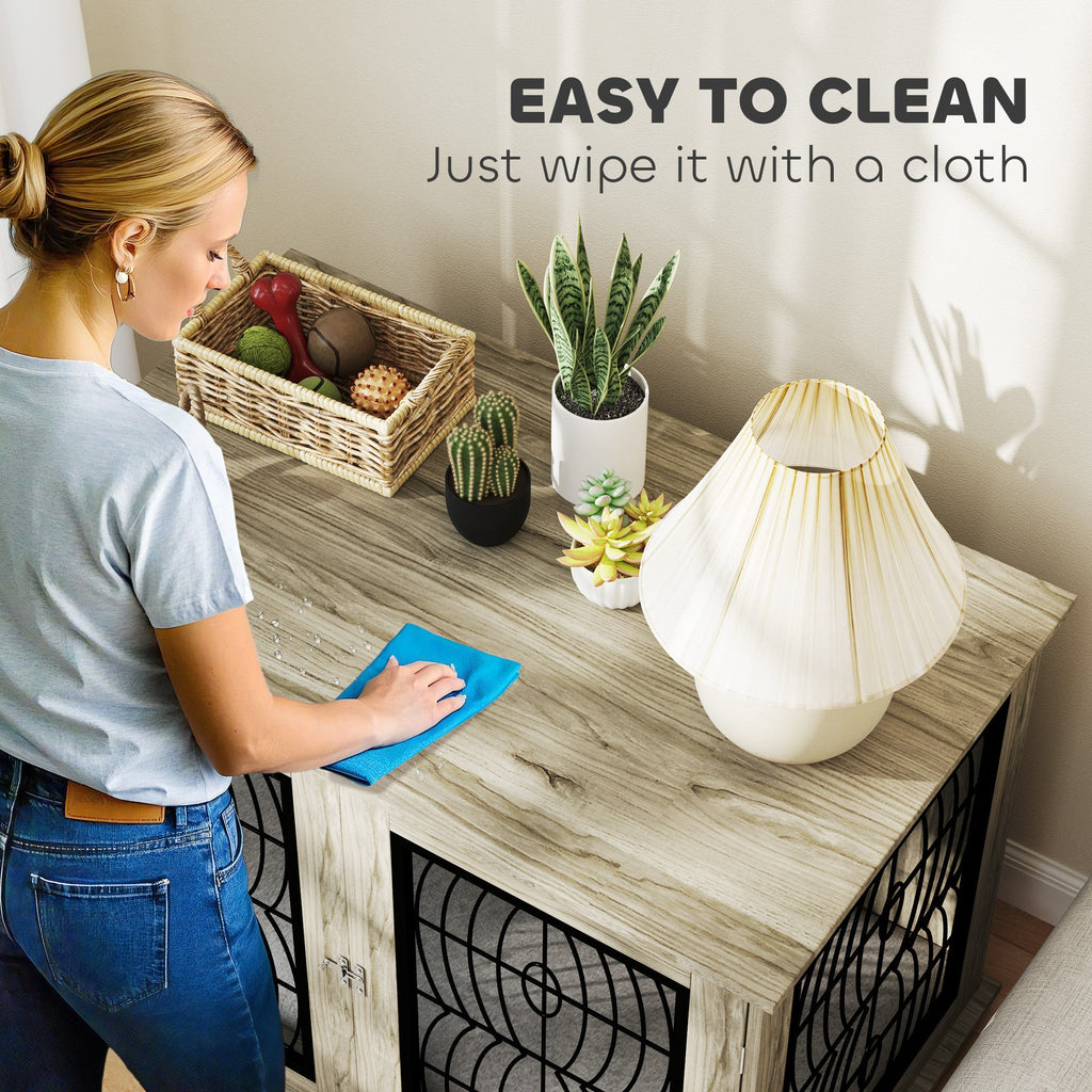 XL Indoor Dog Crate Furniture with Soft Washable Cushion, Lockable Front Door - Slickers ◊ Doghouse