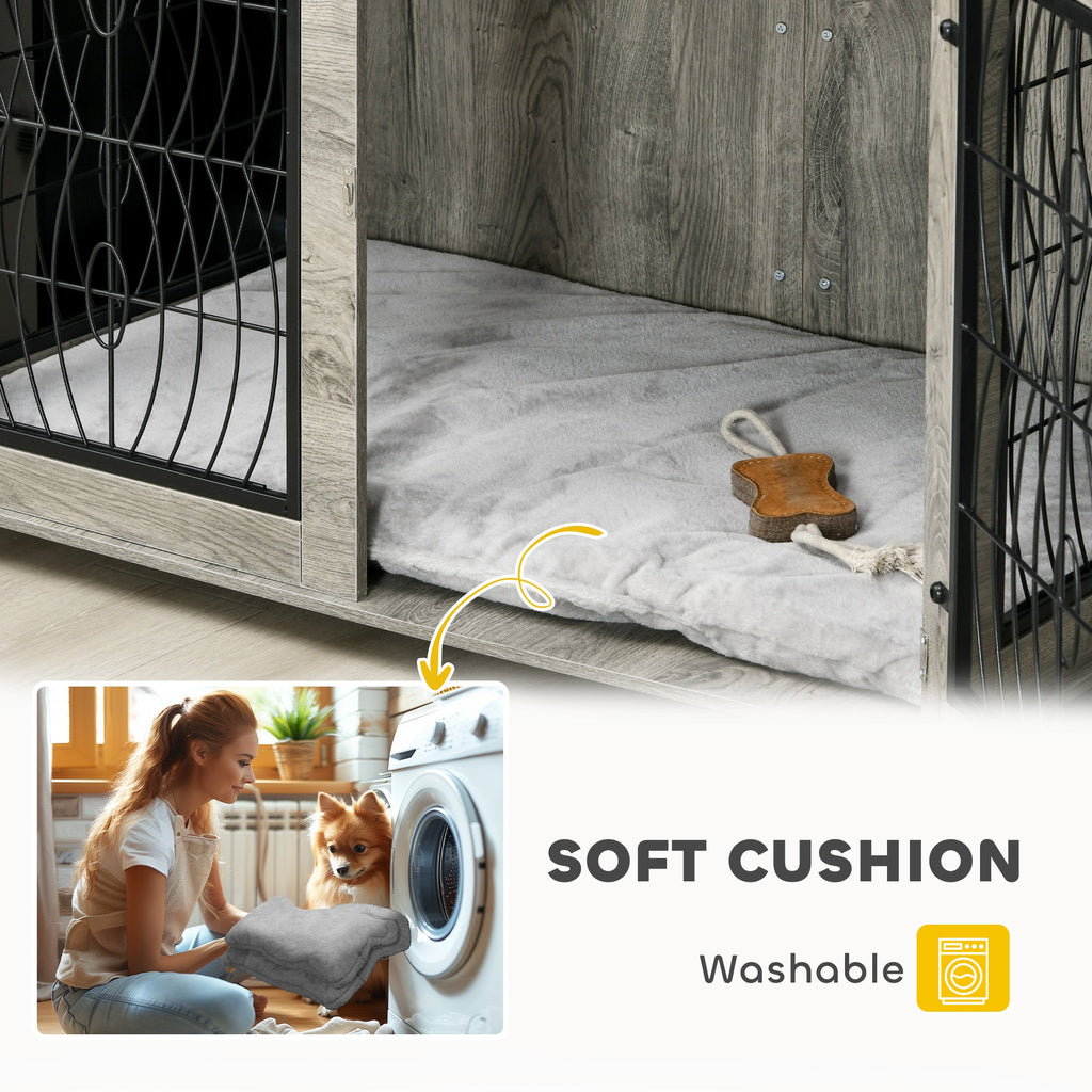XL Indoor Dog Crate Furniture with Soft Washable Cushion, Lockable Front Door - Slickers ◊ Doghouse