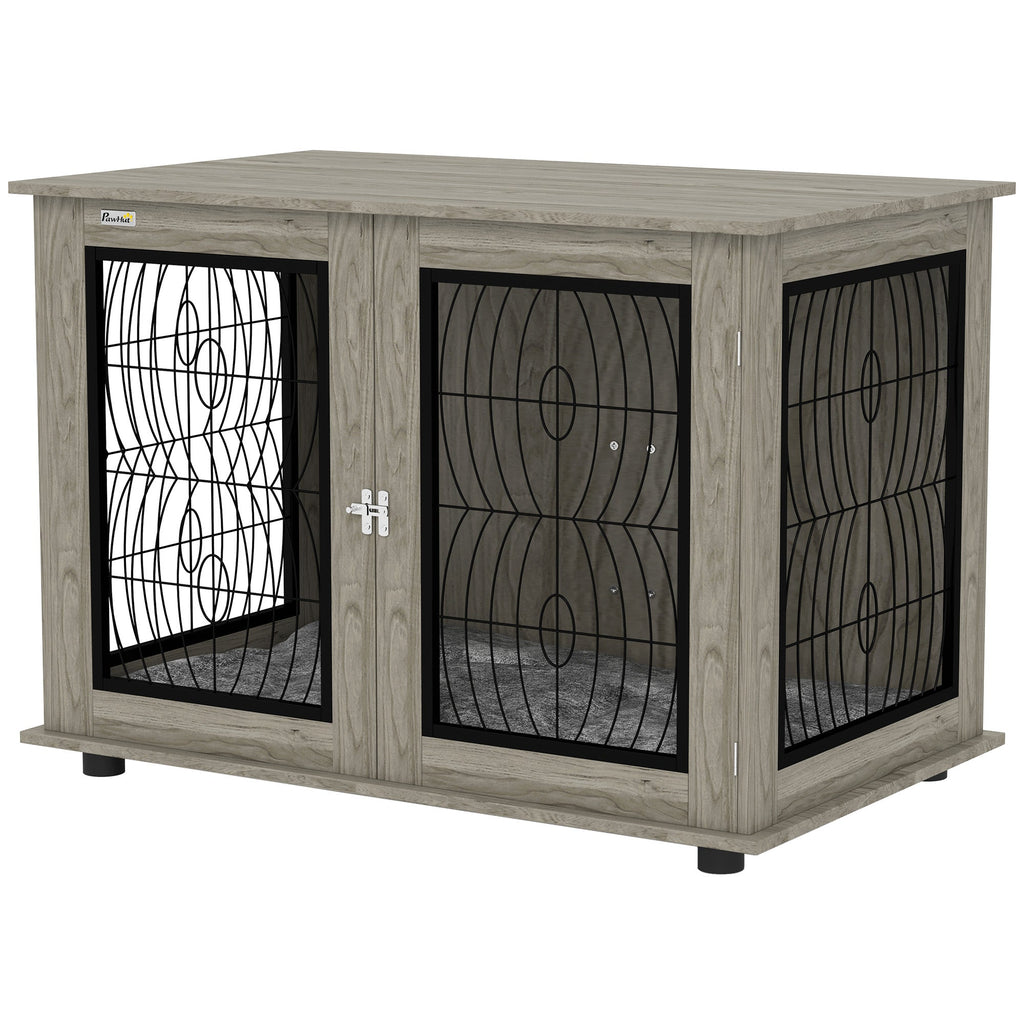 XL Indoor Dog Crate Furniture with Soft Washable Cushion, Lockable Front Door - Slickers ◊ Doghouse