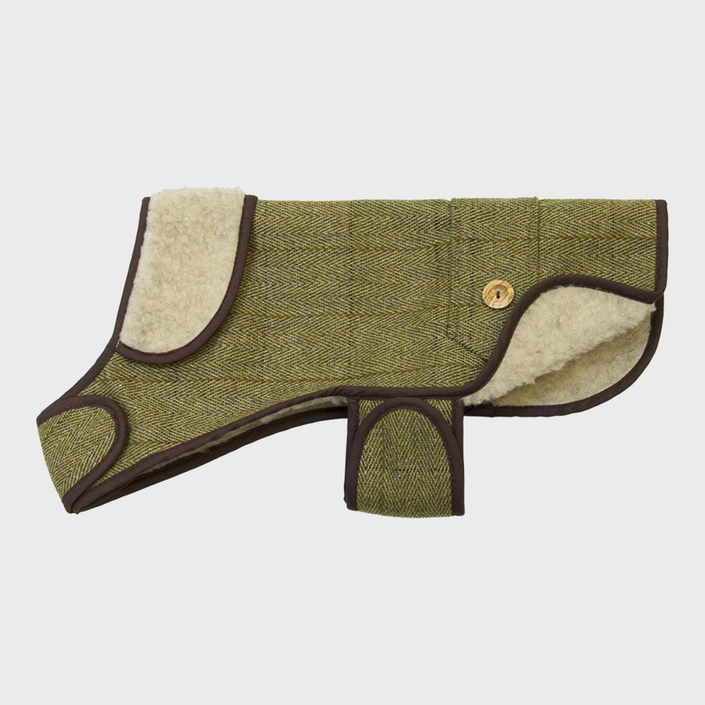 Earthbound Coats 10" / Green / Tweed - Sherpa Tweed Dog Coats