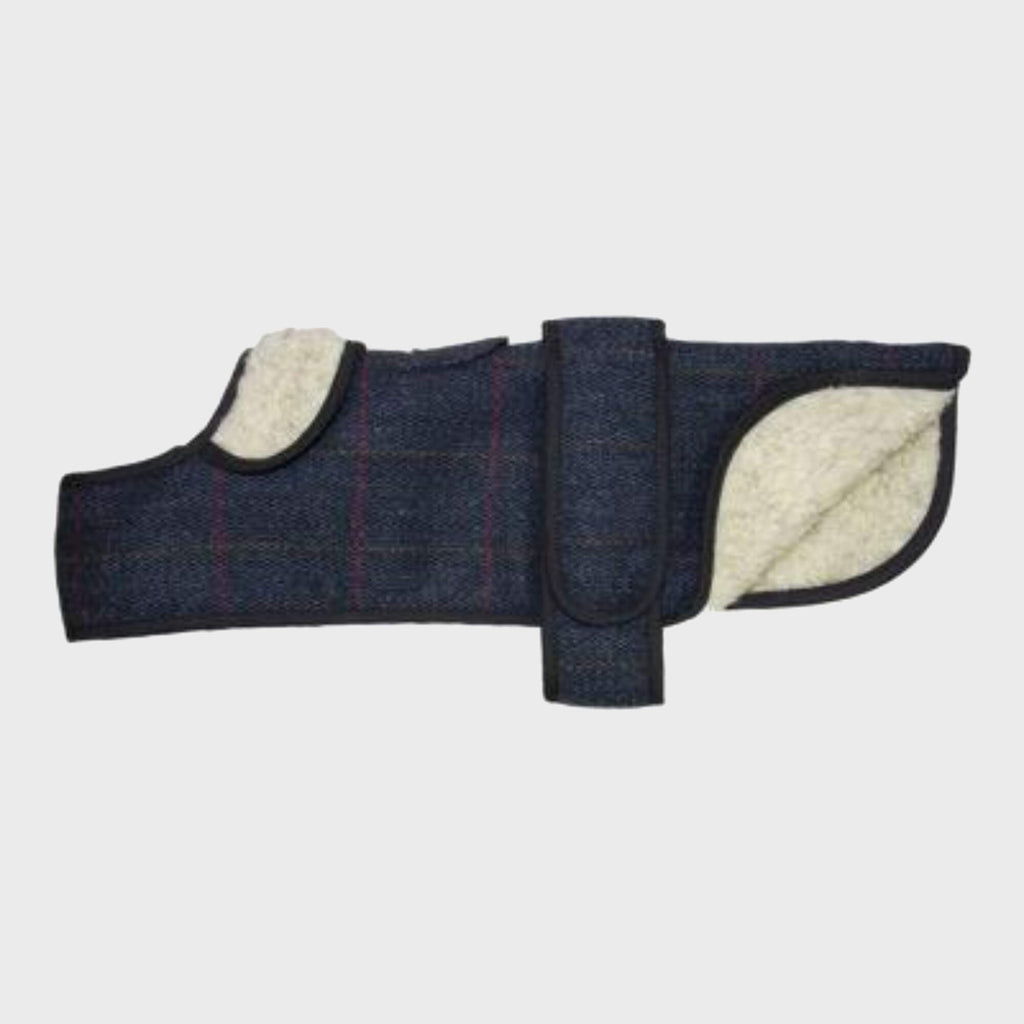 Earthbound Coats 10" / Navy / Tweed - Sherpa Tweed Dog Coats