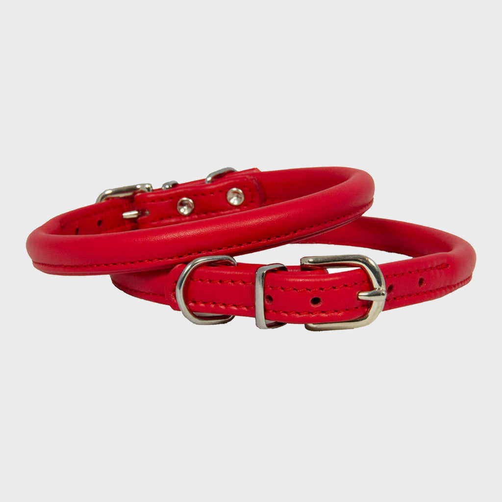 Earthbound Collar Small / Red / Rolled Leather Rolled Leather Collar
