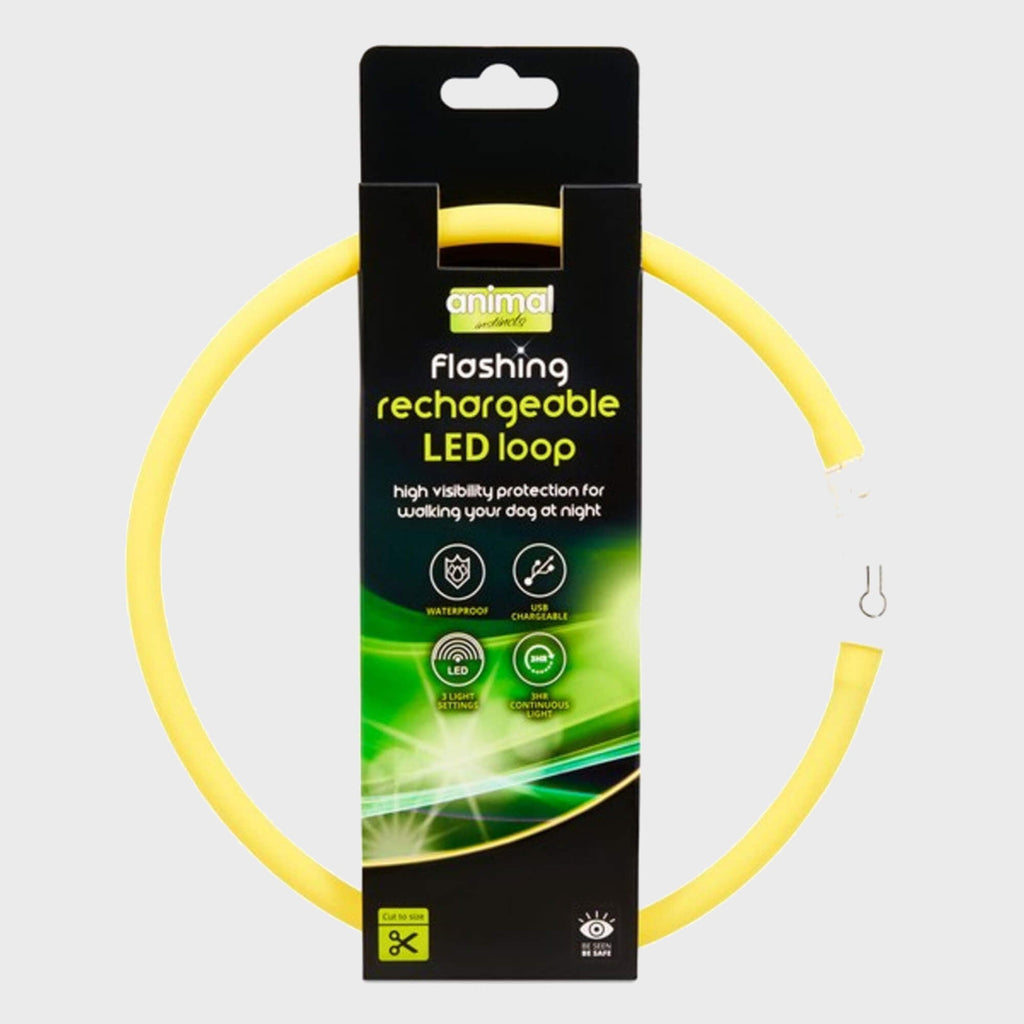 Animal Instincts Flashing Safety Rechargeable LED Loop Large Yellow 65cm - Slickers ‚óä Doghouse