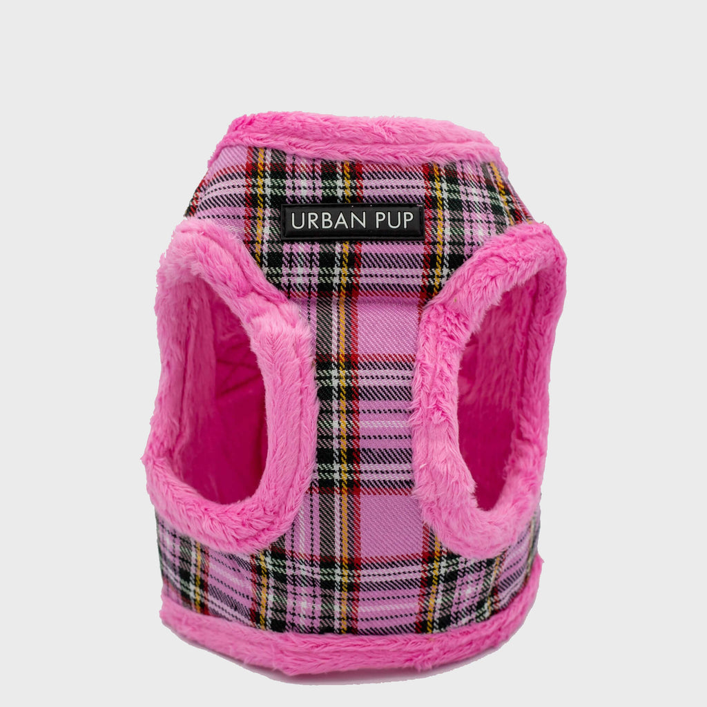 Urban Pup Harness XXS / Pink Tartan Luxury Fur Lined Harness